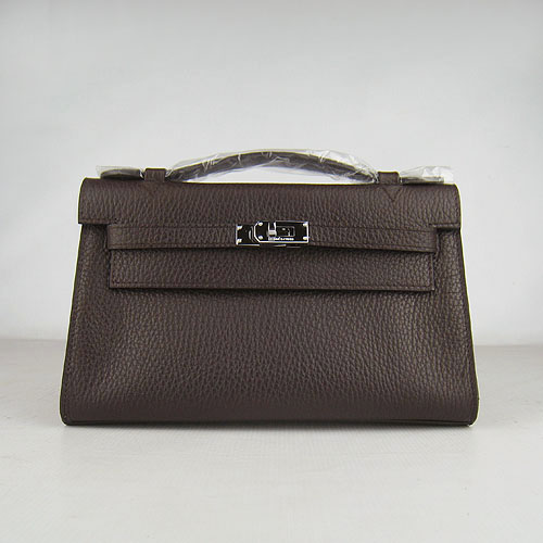 AAA Hermes Kelly 22 CM France Leather Handbag Dark Coffee H008 On Sale - Click Image to Close